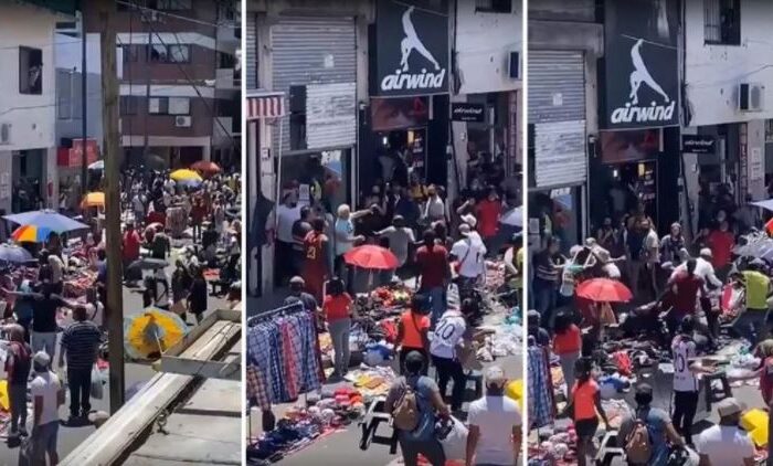 Un grupo de manteros y comerciantes se enfrentaron en Flores y protagonizaron una batalla campal: hubo tres heridos