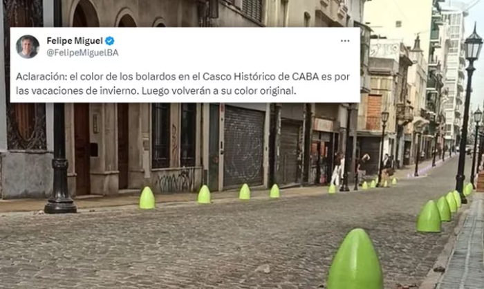 El Gobierno de la Ciudad explicó por qué pintó de verde los bolardos de San Telmo