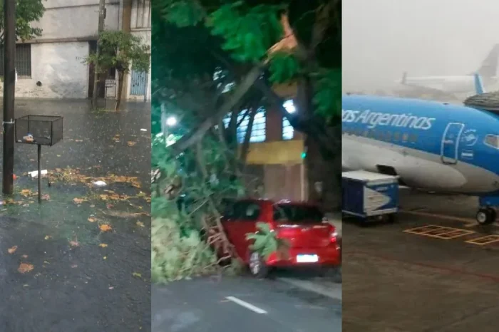 Agresivo temporal en AMBA: calles inundadas, árboles caídos y vuelos desviados